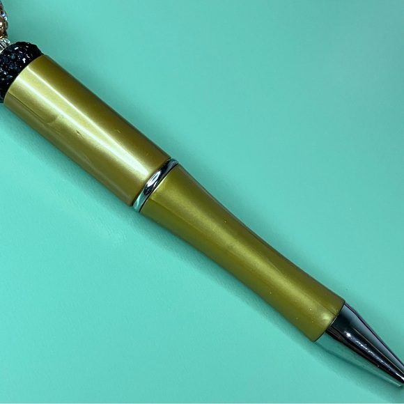 Shop Small White Letters, Skeleton Hand & Fancy Gemstone Handmade Beaded Pen - Picture 4 of 6